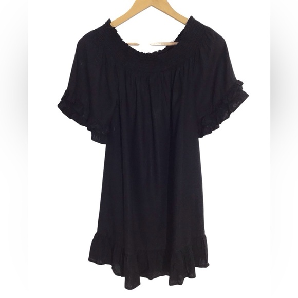 Boston Proper Tops - Boston Proper Black Off Shoulder Ruffle Sleeve Mini Dress Women’s Size XS